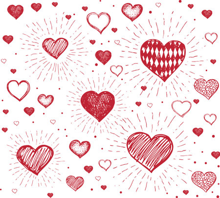 Hand drawn hearts. Valentine's day. Vector illustration of red hearts.