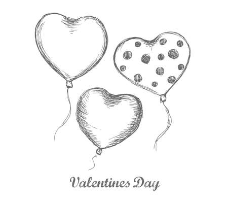 Hand drawn hearts. Valentine's day. Vector illustration of red hearts.のイラスト素材