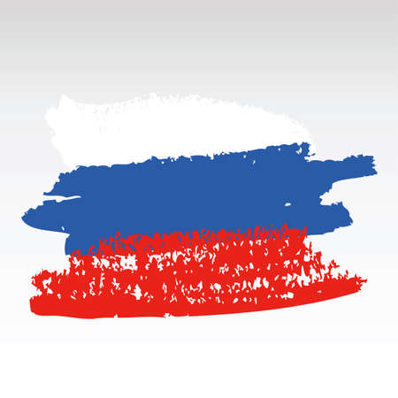 Flag of Russia. Russian flag. Brush stroke backgroundのイラスト素材