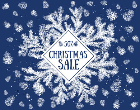 Christmas frame hand drawn. Vector.のイラスト素材