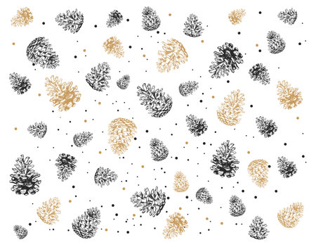 Pine cone pattern. Hand drawn illustration.のイラスト素材