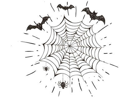 Halloween symbols hand drawn illustrationsのイラスト素材