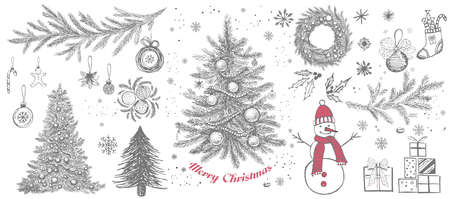 Christmas Greeting card. Design element in doodle style.のイラスト素材