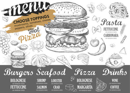 Restaurant cafe menu, template design. Food flyer.のイラスト素材