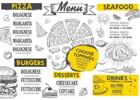 Restaurant cafe menu, template design. Food flyer.のイラスト素材