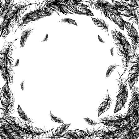 Feather Pattern hand drawnのイラスト素材