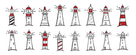 Lighthouse Flat design illustration.のイラスト素材