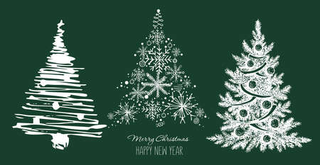 Christmas tree hand drawn illustrationのイラスト素材