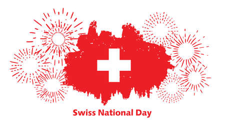 Swiss national day grunge vector illustration.のイラスト素材