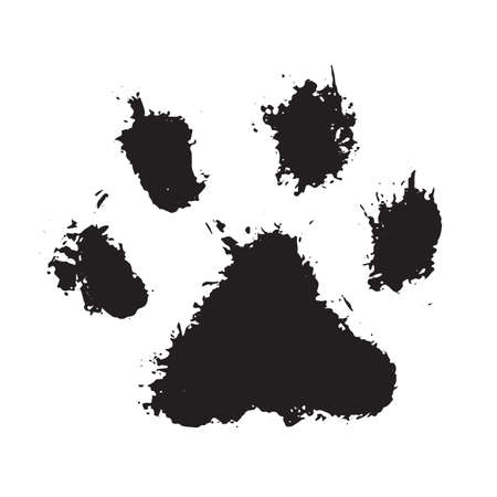 Ink Dog's Paw, Cat`s Paw, grunge style, Vector.のイラスト素材