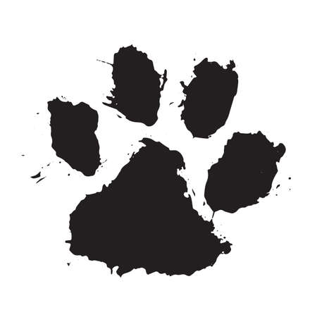 Ink Dog's Paw, Cat`s Paw, grunge style, Vector.のイラスト素材