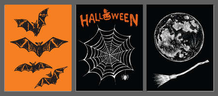 Halloween symbols hand drawn illustrationsのイラスト素材