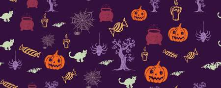 Halloween symbols hand drawn illustrationsのイラスト素材