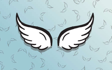 Angel wings vector hand drawn illustrationのイラスト素材