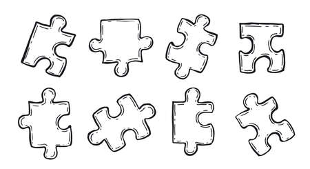 Puzzles hand drawn vector illustration.のイラスト素材