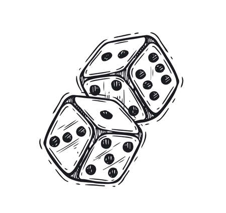 Dice hand drawn vector illustrationのイラスト素材