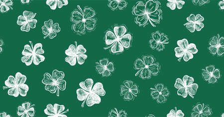 Clover set, St. Patrick's Day. Hand drawn illustrations. Vector.のイラスト素材