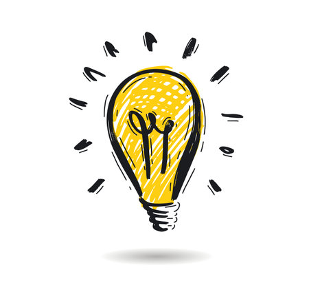 Light bulb. Hand drawn doodle icon. Vector illustration.のイラスト素材