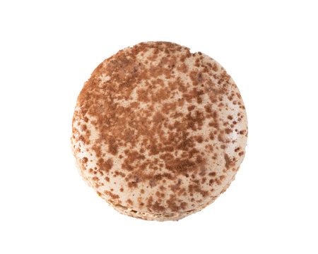 Chocolate macaroon isolated on white background. Top view.の写真素材