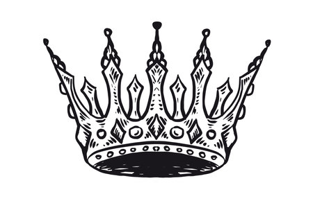 Crown hand drawn in engraving style. Vector illustration.のイラスト素材