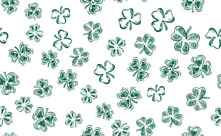 Saint Patricks Day, clover set, hand drawn illustrations.のイラスト素材