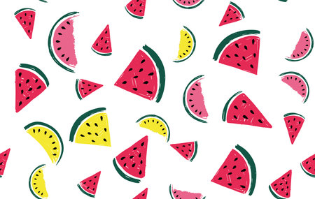 Seamless pattern with watermelons on a white background.