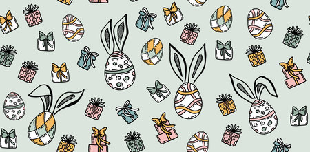 Happy Easter. Rabbits's ears. hand drawn illustration.