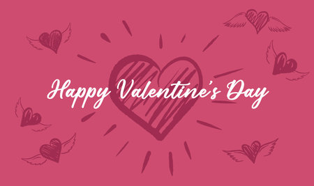 Heart with angel wings, hand drawn.のイラスト素材