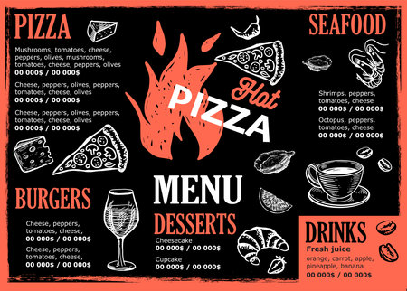 Menu, Restaurant cafe, template design. food flyer.のイラスト素材