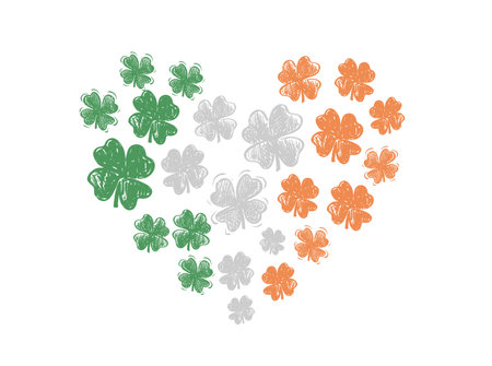 heart with clovers saint patricks day vector illustartion designのイラスト素材