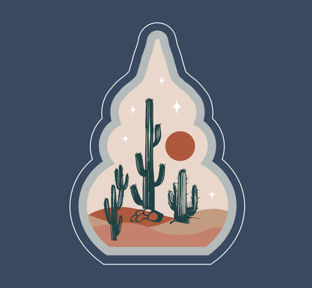 Collection of oriental style Islamic windows, palm trees, cactus and desertのイラスト素材