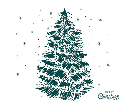 Christmas tree set, Hand drawn illustrations.のイラスト素材