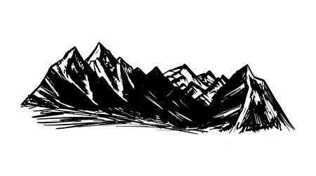Rocky mountains, hand drawn style, vector illustration.のイラスト素材