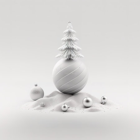 Minimalistic Ð¡hristmas toys on a white background. Generative AIの素材