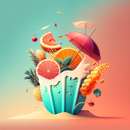 Hello summer background. Generative AIの素材