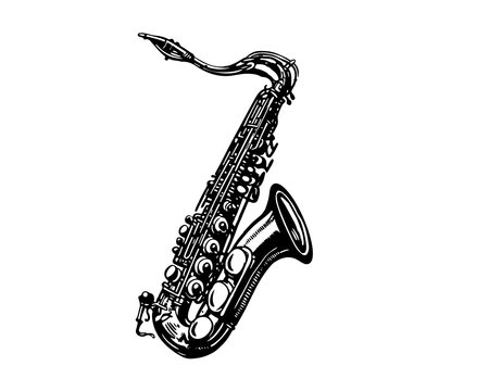 Saxophone hand drawn illustrations, vector.のイラスト素材