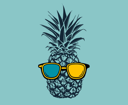 Pineapple hand drawn illustrations, vector.のイラスト素材