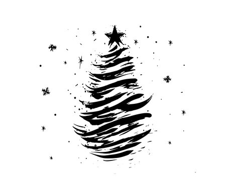 Christmas tree set, Hand drawn illustrations.のイラスト素材