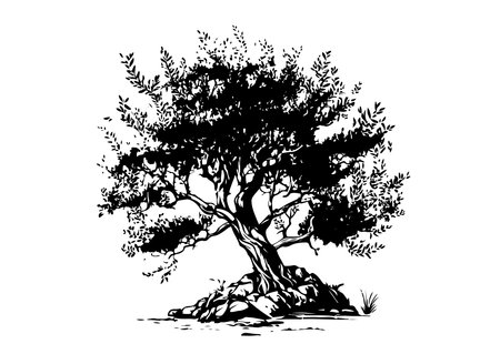 Olive tree hand drawn illustrations, sketch. Vector.のイラスト素材