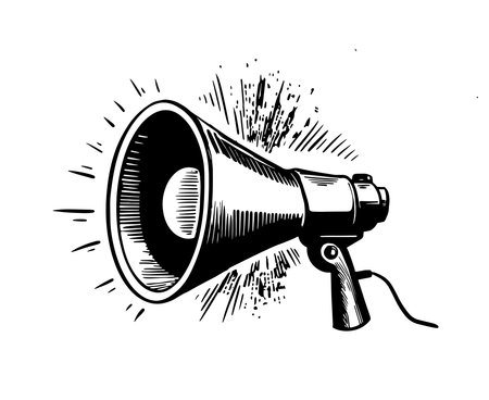 Megaphone hand drawn illustrations, vector.のイラスト素材