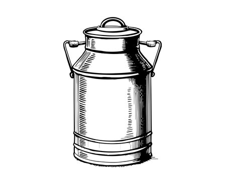 Milk can vector sketch line drawingのイラスト素材