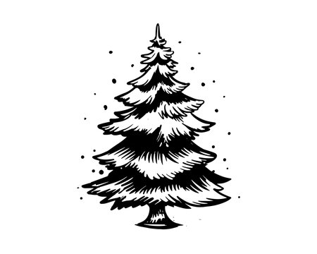 christmas tree hand drawn illustrationのイラスト素材