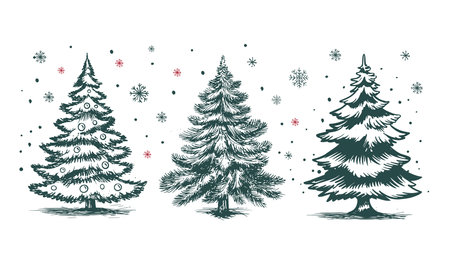 christmas tree hand drawn illustrationのイラスト素材