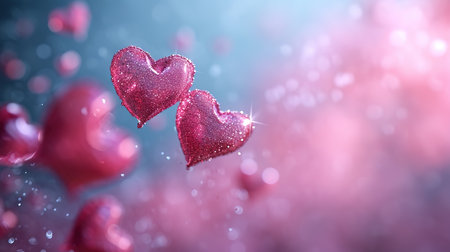 Red heart bokeh background. Valentine's day.の素材