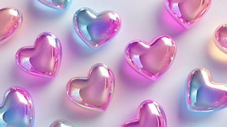 Valentine's day background with glossy hearts.の素材