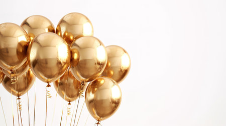 golden balloons isolated on white background.の素材