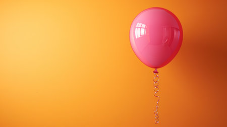 Pink balloon on orange background with copy space.の素材
