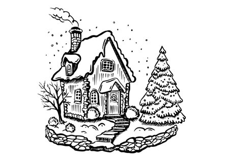 Christmas home winter on whiteのイラスト素材