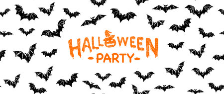 Halloween, bat on white background, hand drawn pattern.のイラスト素材