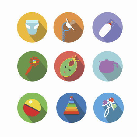 Icons of items for small children. Vector illustrationのイラスト素材